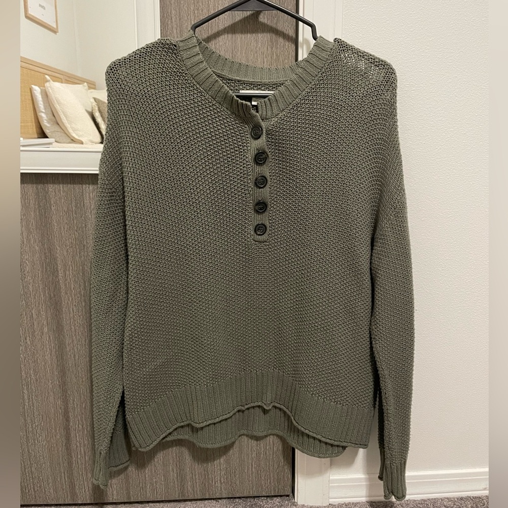 AE Green Textured Sweater
